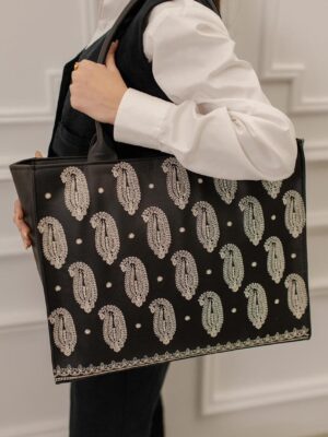 Zellbury Premium PU Tote Bag embroidered